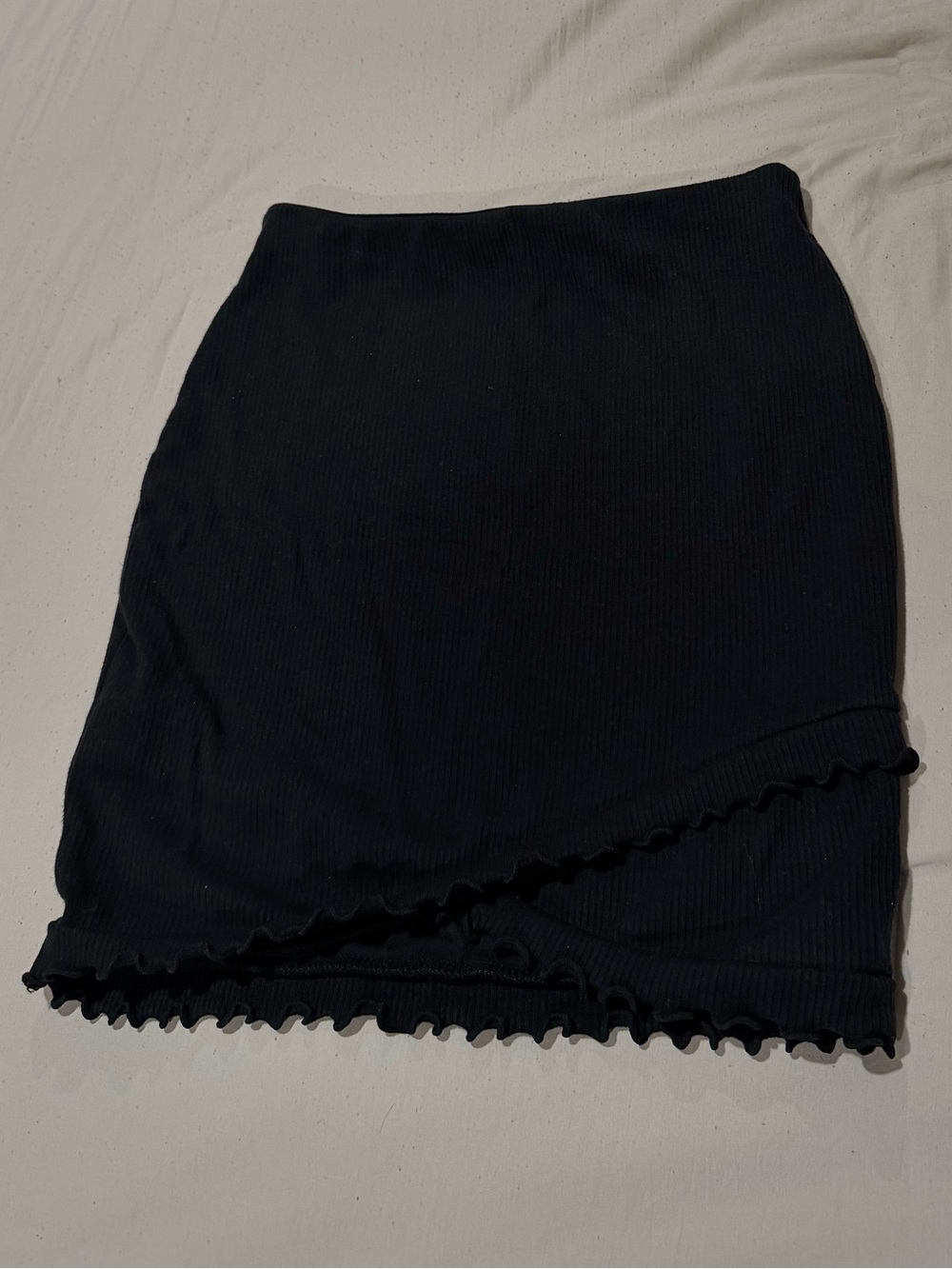 Sunday Best Black Ribbed Mini Skirt